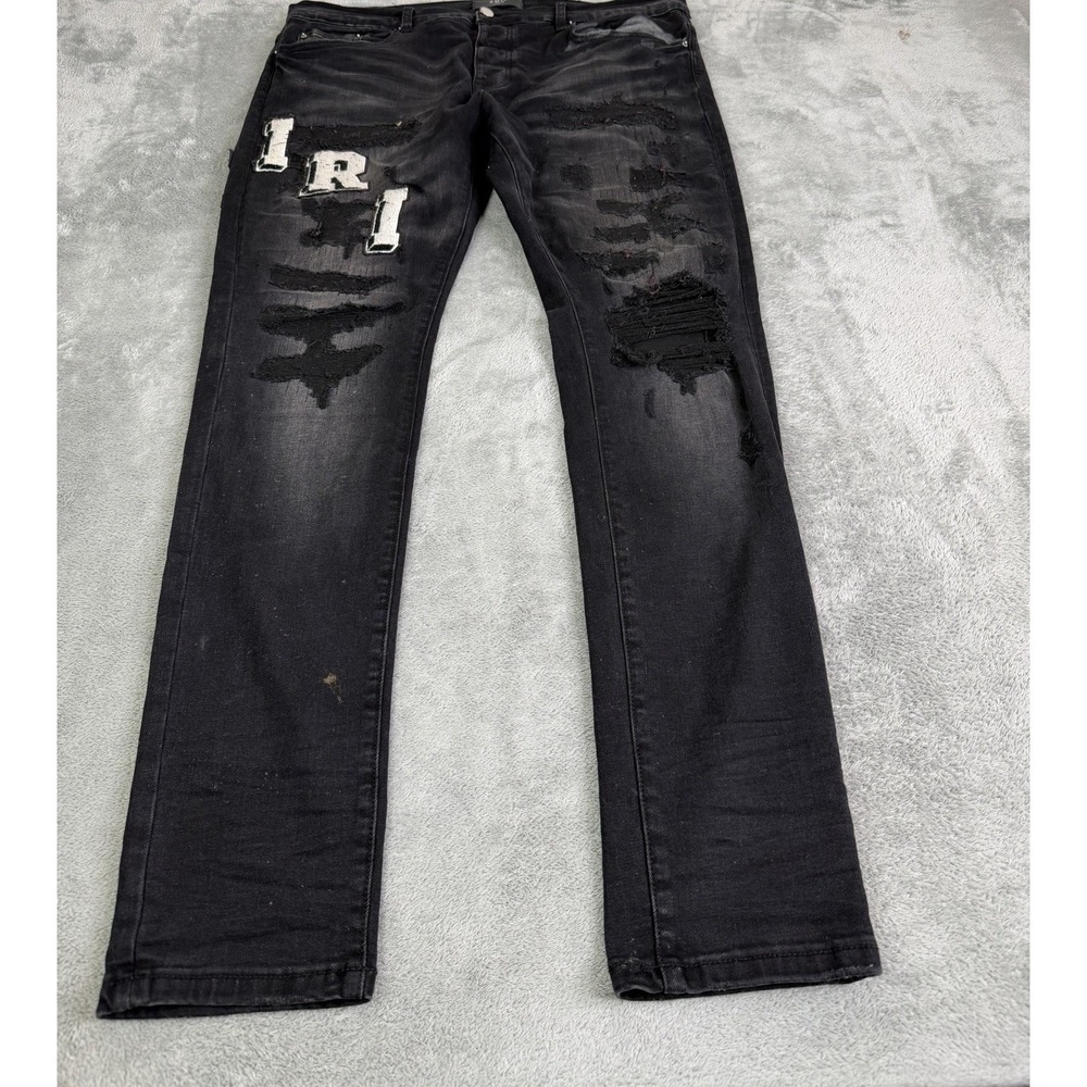 Amiri Varsity Skinny Jeans Men's Size 36x32 Black